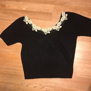Short sleeve black vintage sweater